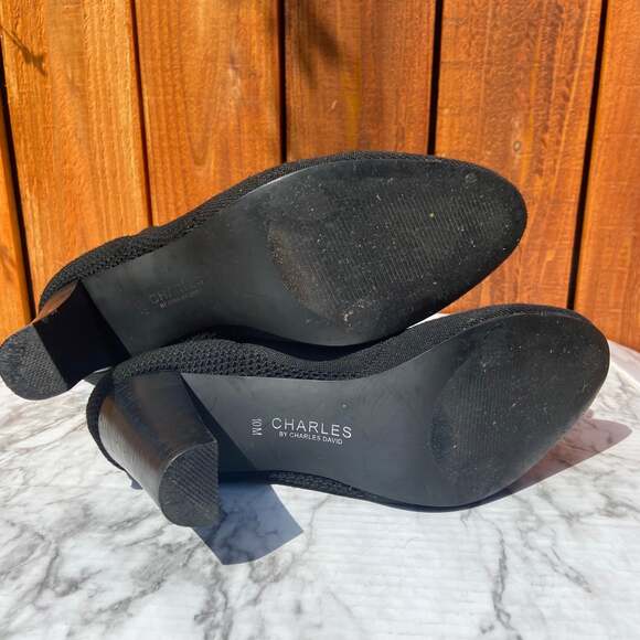 Charles David Black Knit Sock Boot Heels - Picture 6 of 9